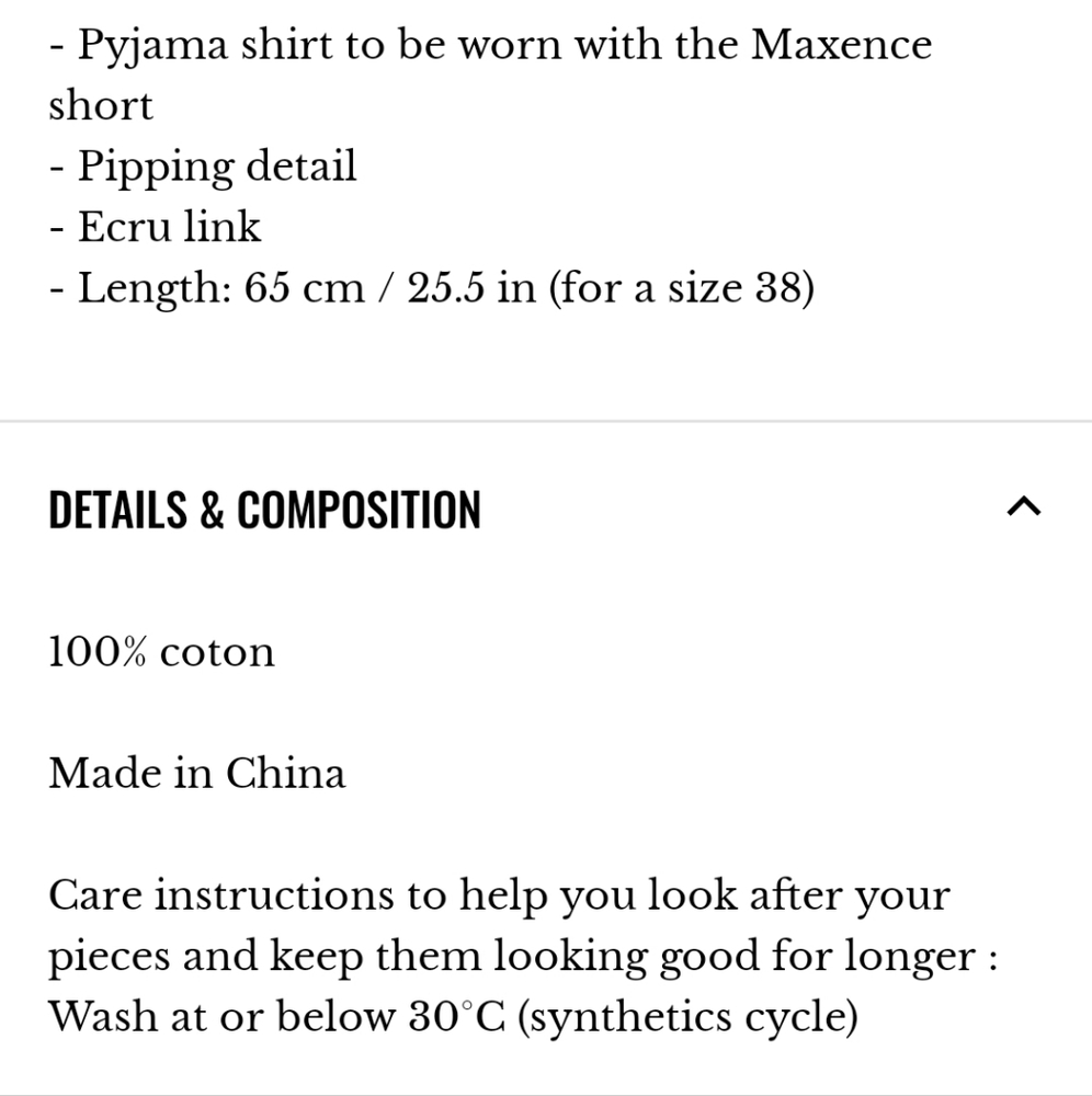 Sezane Maxence Pajama 100% Cotton Shirt Sz 10 - Picture 4 of 11